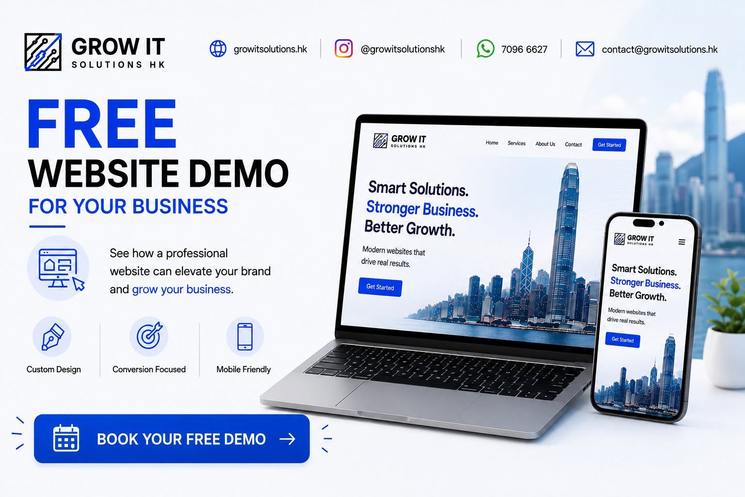 Grow IT Solutions promotion: free custom website demo for your business